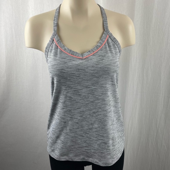 Lorna Jane Heathered Grey Y Back V-Neck Fitted Tank Top M - Picture 1 of 7